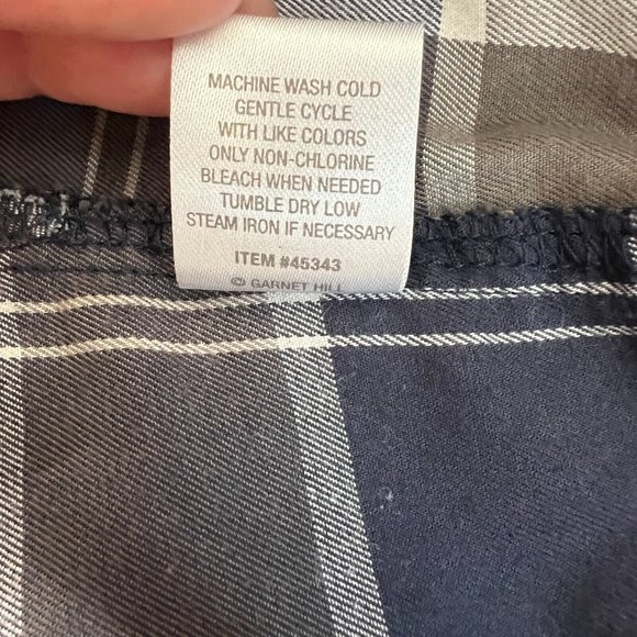 Garnet Hill Flannel Tunic Button Up Shirt 16 Gray Plaid Organic Cotton - Picture 10 of 10